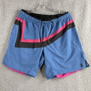 chubbies Blue Athletic Shorts with Pink and Black Accents